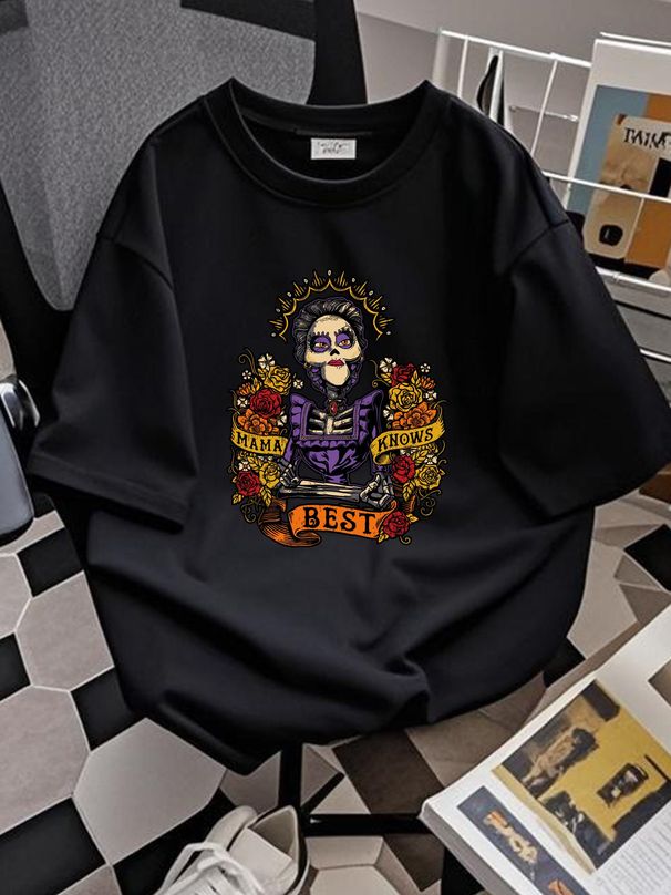 Gothic Skeleton Unisex T-Shirt Biker Skull Rock Punk Death Dead Grunge Horror Breathable Designer Clothes Soft Homme Stylish Versatile Fashion_viptrois.com