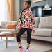 Kids’ Clothing Girls Comfortable Letter Pattern Full Print Round Neck Sweatshirt Leggings Casual Suit_viptrois.com