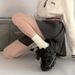 Postpartum Socks, Men's And Women's Medium Length Pure Cotton Socks, Summer Thin Style Ins Trend Black And White Solid Color Stacked Socks_viptrois.com