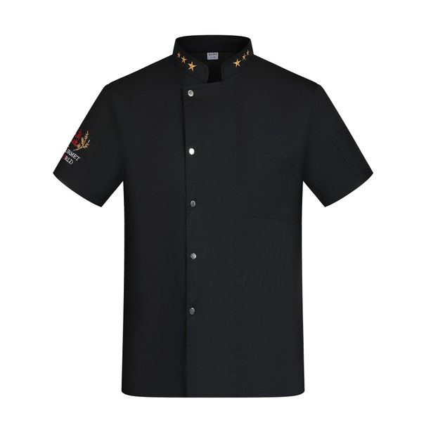 Men's Clothing Short Sleeved Women's Barbecue Restaurant Back Kitchen Canteen Catering Work Clothes Printing Chef Clothing Printing_viptrois.com