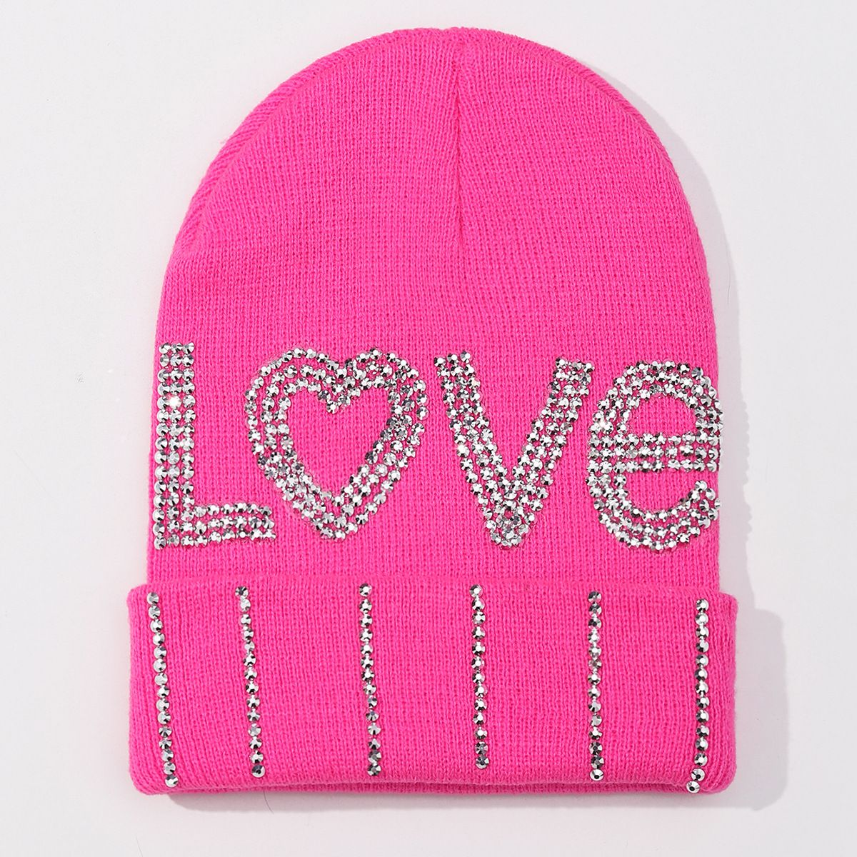 Knitted hat with diamond letters pullover autumn and winter outdoor cycling warm all match monochrome hat hip hop street hat_viptrois.com