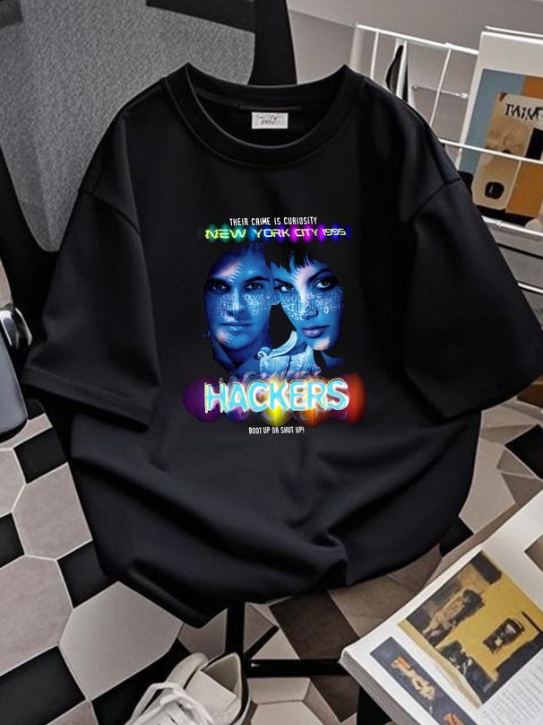 Hackers New York City 1995 Movie T Shirt Homme Unisex Graphic Soft Comfortable Summer Fashion Casual Versatile Top For Everyday Wear Breathable_viptrois.com