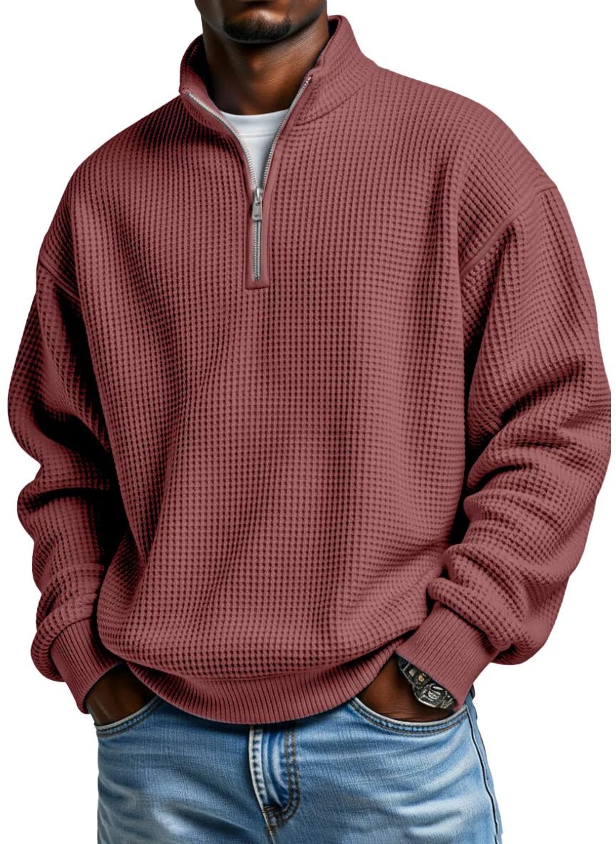 Men’s Zip-Up Hooded Sweatshirt – Loose Fit Long Sleeve Pullover For Casual & Sports Wear (S-4XL, Black/Navy/Green/Burgundy/More)_viptrois.com