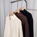 Men's Clothing Zip-Up Knit Sweater Semi-Turtle Neck Long Sleeve Casual Cardigan – Breathable Cotton Blend, Loose Fit(Black, Coffee, Beige)_viptrois.com