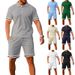 Summer Lapel Short Sleeved Shorts Two-piece Sports Casual Men's Set_viptrois.com