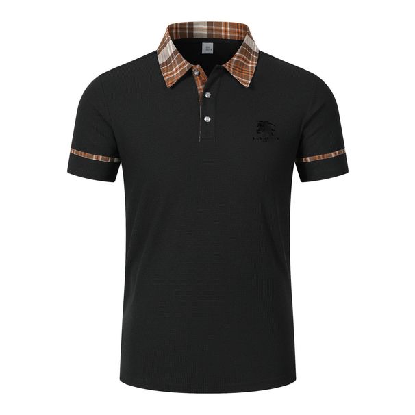 New Style Men's Summer Business Casual Printed Polo Shirt With Checkered Collar And Breathable Short Sleeves From Europe And America_viptrois.com