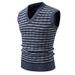 Knitted Vest For Men, New Autumn And Winter Vest, Youth Simple Casual Striped Jacquard Sweater_viptrois.com