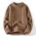 Soft Cozy Sweater Men, Autumn And Winter Trendy Brand, Twisted Knit Sweater, Round Neck, Warm Inner Layer, Loose_viptrois.com