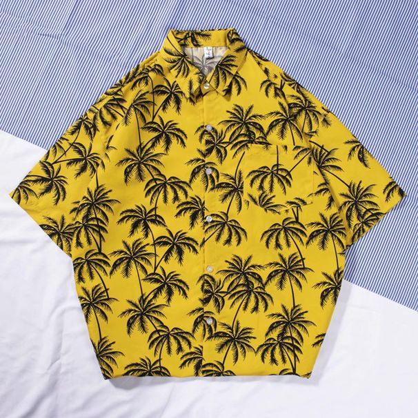 Men's Clothing Summer Casual Thin Floral Shirt Floral Digital Printing Beach Loose Men's Short Sleeved Shirt Summer_viptrois.com