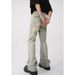 Men's clothing vintage mud yellow made old ground white micro straight-leg trousers_viptrois.com