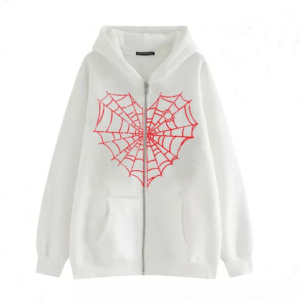 Trendy Brand Fashion Spider Web Print Zipper Hooded Men's Casual Versatile Long Sleeve Sweatshirt Cardigan_viptrois.com