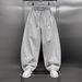 Men's Clothing Spring And Summer New Men's American Simple Solid Color Trendy Elastic Waist Casual Pants Fashionable Loose Wide Leg Scimitar Pants_viptrois.com
