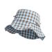 Summer Plaid Sun Hat For Women Fashionable And Versatile Small Fresh Fisherman Hat High End Large Brim Sun Protection Empty Top Hat_viptrois.com