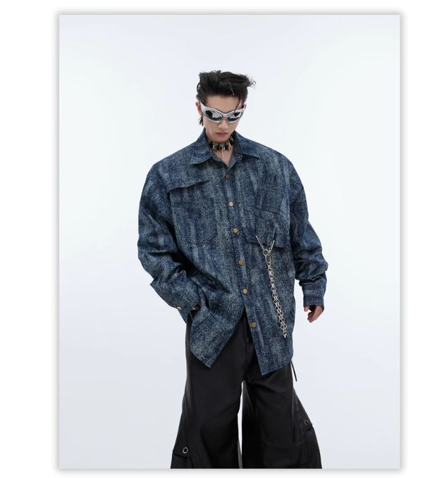 Men's Clothing Niche Design Long Sleeved Shirt Tops Men_viptrois.com