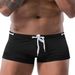 Men's Clothing Boxer Solid Color Tight Sports Drawstring Shorts Simple Swimming Trunks_viptrois.com