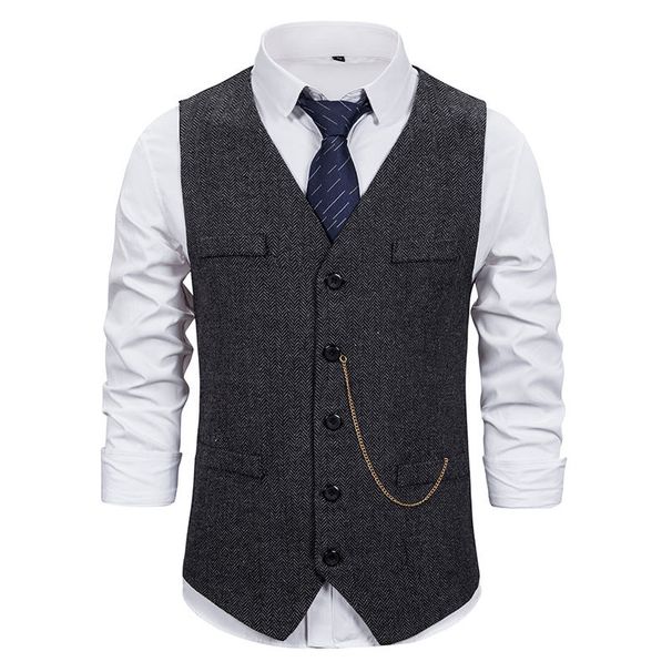 Men's Hunting Clothes British Characters Single-breasted Vest, Men's Suit Vest_viptrois.com