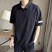 Summer New Style Turn-Down Collar Short Sleeve Polo Shirt For Men With Half-Zip Design, Niche, Mature, Casual, Trendy,_viptrois.com