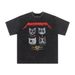Funny and fun kitten print short-sleeved T-shirt hip-hop trend summer men's washed distressed short-sleeved T-shirt top_viptrois.com