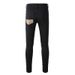 Men's Clothing American High Street Black Men's Cross Border Jeans Slim Fit Ripped Leopard Patch Beggar Stretch Trendy Men's Clothing_viptrois.com