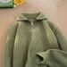 Retro High-Neck Zip Sweater – Unisex Oversized Knit Pullover (Gray/Black/Green/Beige, M-3XL)_viptrois.com