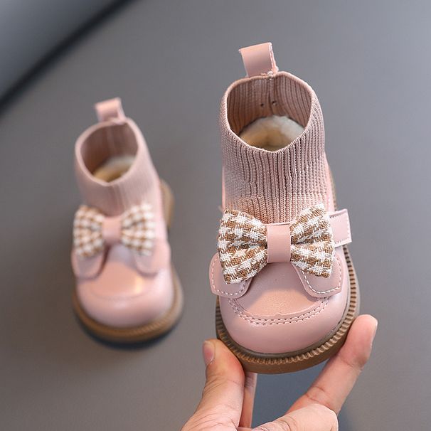 Mother & Kids 2025 Winter New Girls Cotton Shoes Baby Princess Shoes Bowknot Cute Small Leather Shoes Short Boots Warm 0 1 3 Years Old_viptrois.com