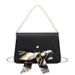 Women's Quilted Crossbody Bag With Scarf & Pearl Chain - Elegant Shoulder Purse For Women_viptrois.com