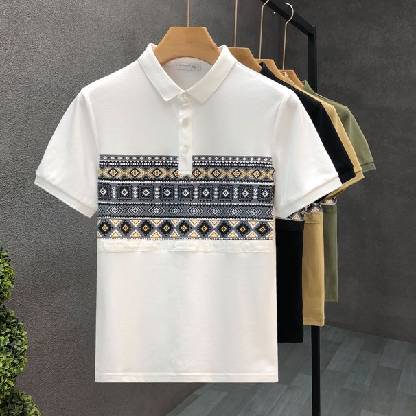 2025 Summer Fashion Splicing Color Contrasting Men's Short Sleeve Polo Shirt New Trendy Collar Casual Premium Top_viptrois.com