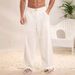 Men's Clothing Solid Color Men's Loose Cotton And Linen New Style Casual Trousers Trousers_viptrois.com