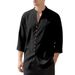 Men's Retro Linen Shirt - Stand Up Collar Long Sleeve Button Down Shirt (Loose Fit For Spring/Autumn)_viptrois.com