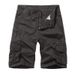 Premium Products Washed Cotton 2025 Summer New Product Plus Size Men's Five Quarter Pants With Multiple Pockets Solid Color Casual Shorts_viptrois.com