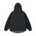 Two-Piece Pachwork Plaid Hooded Cardigan Sweashir Men's Trendy Brand Five-Poined Sar Leer Loose Casual_viptrois.com