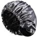 Ladies silk nightcap black satin curly cap Japanese buckle adjustable breathable warm round cap_viptrois.com