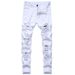 2025 Men's White Jeans Fashion Hip Hop Ripped Thin Men's Denim Pants Slim Fit Stretch Distressed Zip Men's Jean Pants High Quality_viptrois.com