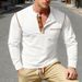 Men's Slim-Fit Henley Shirt - Long Sleeve Breathable Knit Top With Contrast Trim (Black/White/Navy/Khaki/Olive/Burgundy)_viptrois.com