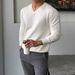 Autumn new knitted sweater top for men, solid color, simple, casual, lazy, trendy and fashionable men's sweater_viptrois.com