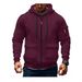 Autumn And Winter Men's Hooded Pocket Zipper Casual Plus Velvet Sweater Solid Color Jacket_viptrois.com