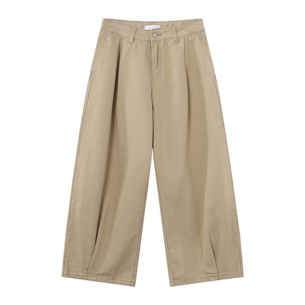 Men's Clothing Straight Leg Wide Leg Casual Pants High End Solid Color Versatile Dress Pants Pure Cotton Flowy Suits & Blazers_viptrois.com