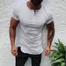 Summer New Open-Cuff Short Sleeve Shirt Half-Open Collar Button-Down Men's T-Shirt_viptrois.com