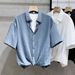 Men's Textured Short-Sleeved Shirt Summer Style Ice Silk High-End Drape Three Quarter Sleeve Sophisticated Mature Clothing_viptrois.com