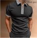 Men's Slim Fit Polo Shirt Short Sleeve Printed Zipper Pullover Top_viptrois.com