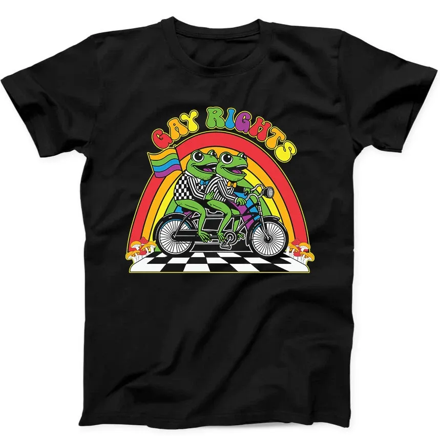 Gay Rights Funny Frog LGBT Rainbow Best Seller Funny Gift Black Tee T Shirt Mens Womens Tees Top 319_viptrois.com