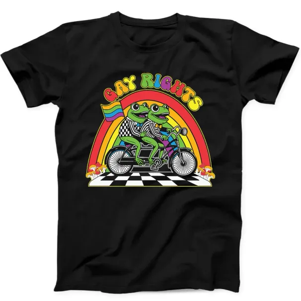 Gay Rights Funny Frog LGBT Rainbow Best Seller Funny Gift Black Tee T Shirt Mens Womens Tees Top 319_viptrois.com
