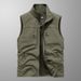 Men's Lightweight Vest – Stand Collar Sleeveless Jacket For Spring & Fall (Khaki, Black, Grey, Navy, Army Green)_viptrois.com