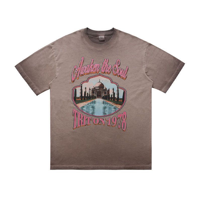 American Street Fashion Vintage Distressed Frayed Pure Cotton Men's Short Sleeve T-Shirt Summer New Style_viptrois.com
