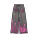 Men's Clothing Graffiti Spray Painted Washed Distressed Jeans High Street Loose Straight Wide Leg Casual Trousers_viptrois.com