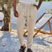 Men's Clothing New Cotton And Linen Loose Trousers Men's Straight Solid Color Casual Drawstring Trousers Men_viptrois.com