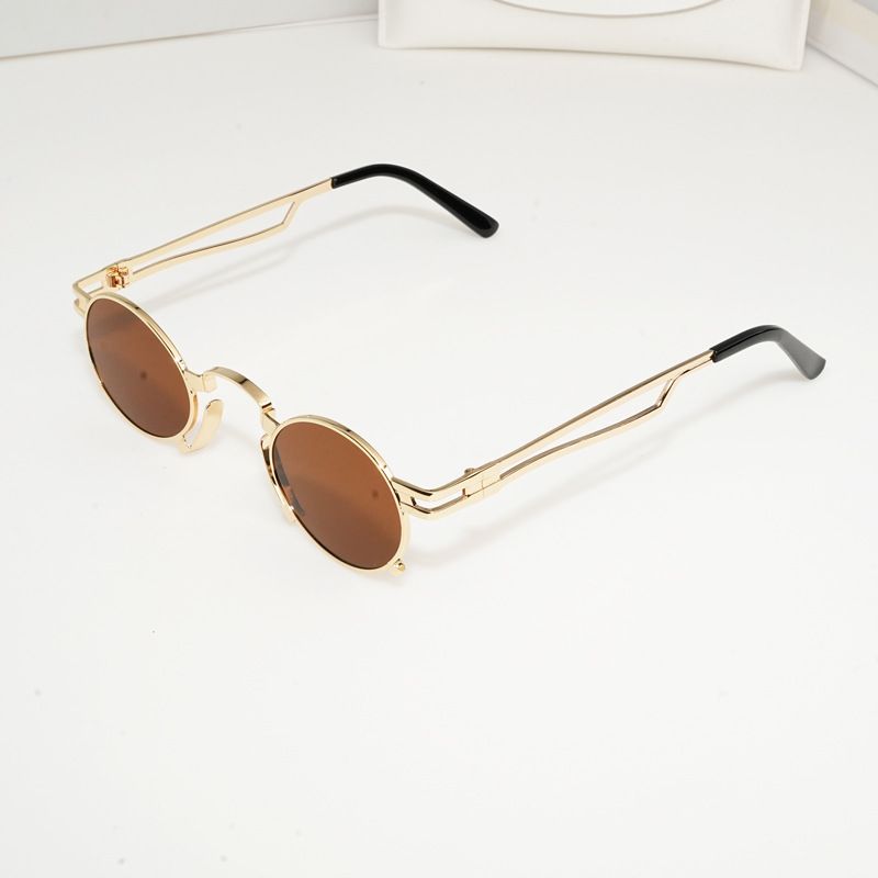 Classic Metal Retro Style Round Frame Sunglasses Show Your Face Small Party Daily Travel Vacation Photo Treasure Single Product_viptrois.com