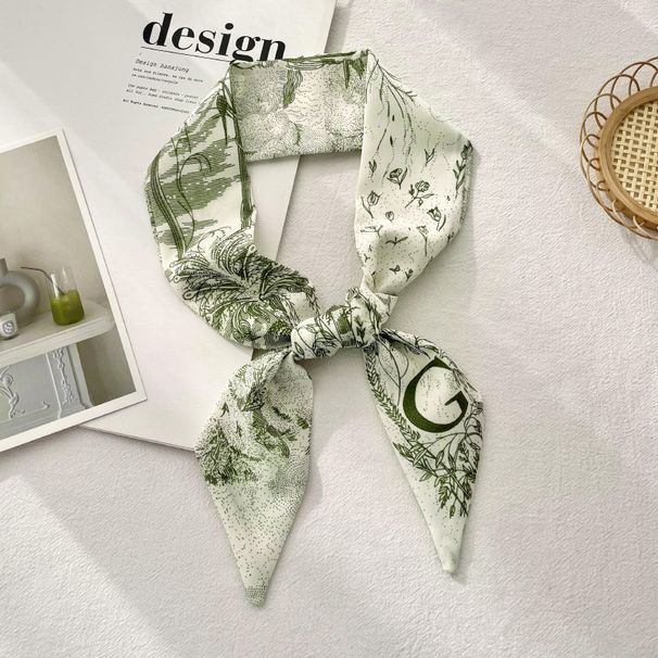 Alphabet Print Narrow Silk Scarf Multipurpose Fashion Accessory For Hair Bags Neck 26 Letters Gift Ready Packaging Lightweight Stylish_viptrois.com