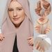 Women's Scarves New Lazy Chiffon Convenient Headscarf Magnet Buckle Fixed Anti Drop Solid Color Versatile Scarf Spot_viptrois.com