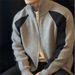 Knitted Sweater Men's Contrasting Zipper Cardigan Jacket Loose And Versatile High-end Knitted Sweater_viptrois.com